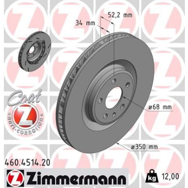 Диск тормозной левый ZIMMERMANN 460451420