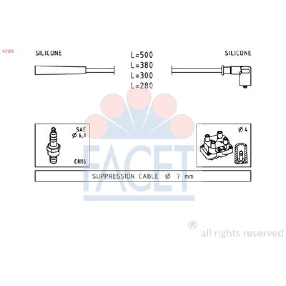 Комплект дротів запалення FACET 47252