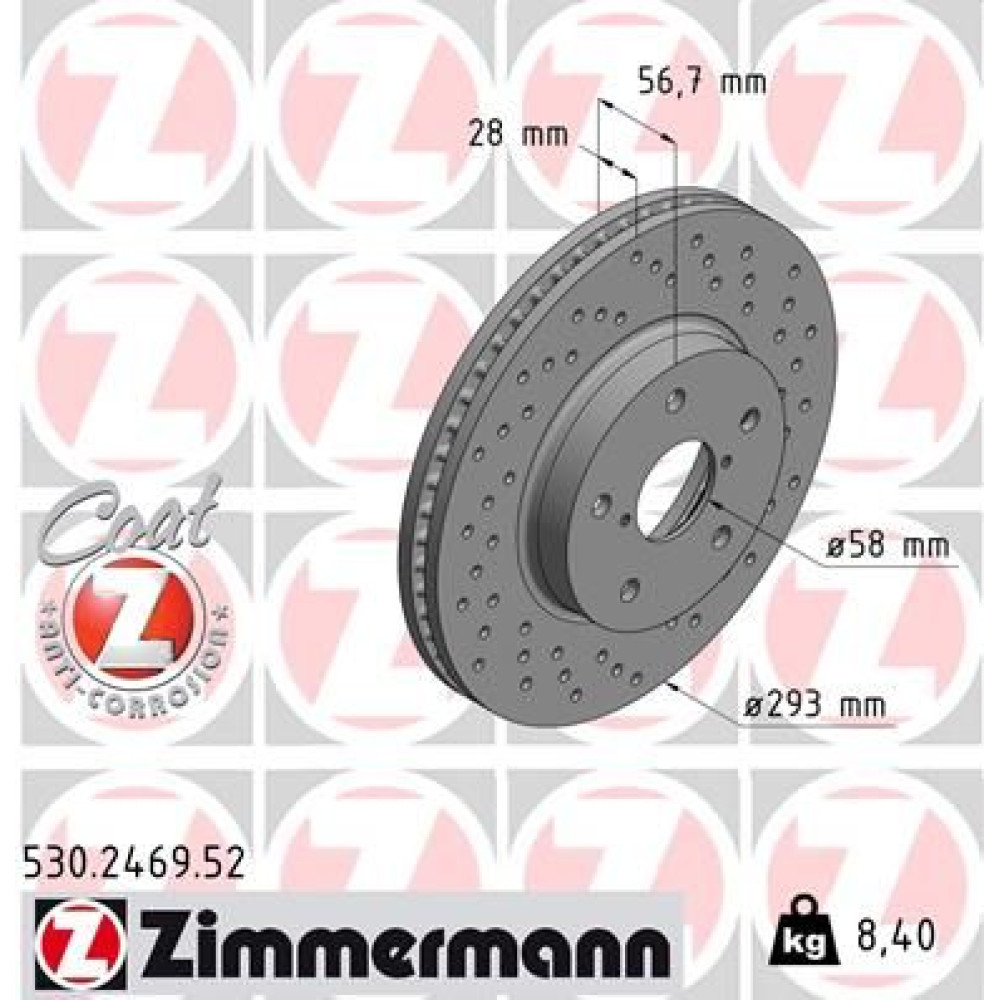 Диск тормозной ZIMMERMANN 530246952