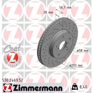 Диск тормозной ZIMMERMANN 530246952