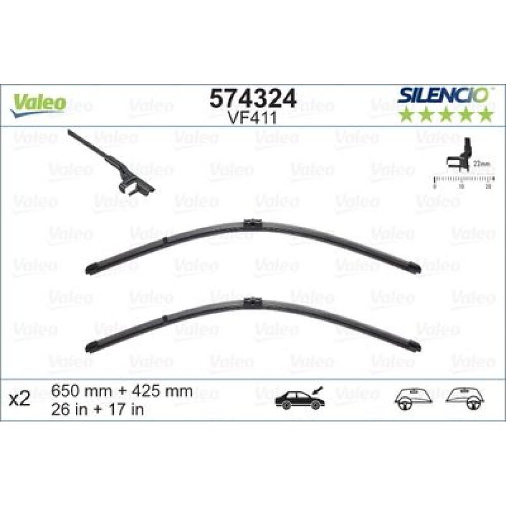 Комплект стеклоочистителей VALEO 574324
