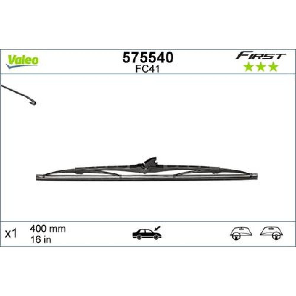 Каркасна щітка склоочисника 400мм VALEO 575540