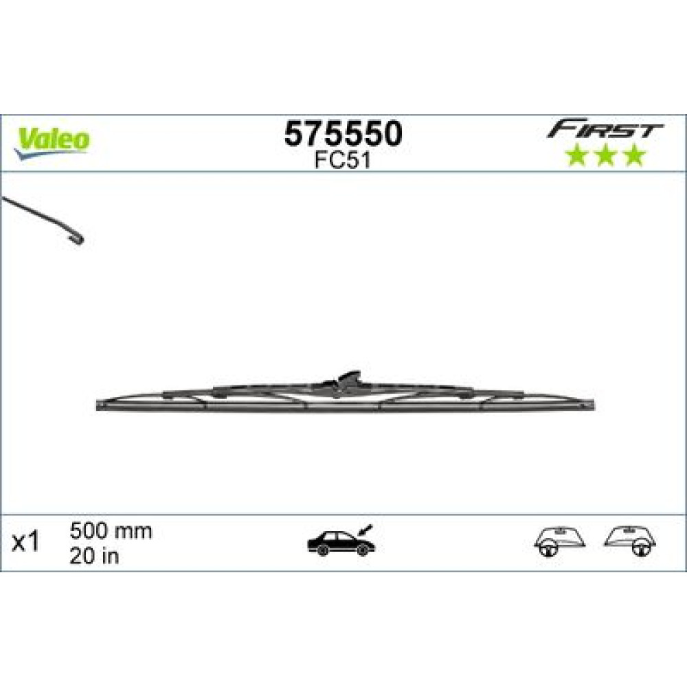 Каркасная щетка стеклоочистителя 500мм VALEO 575550