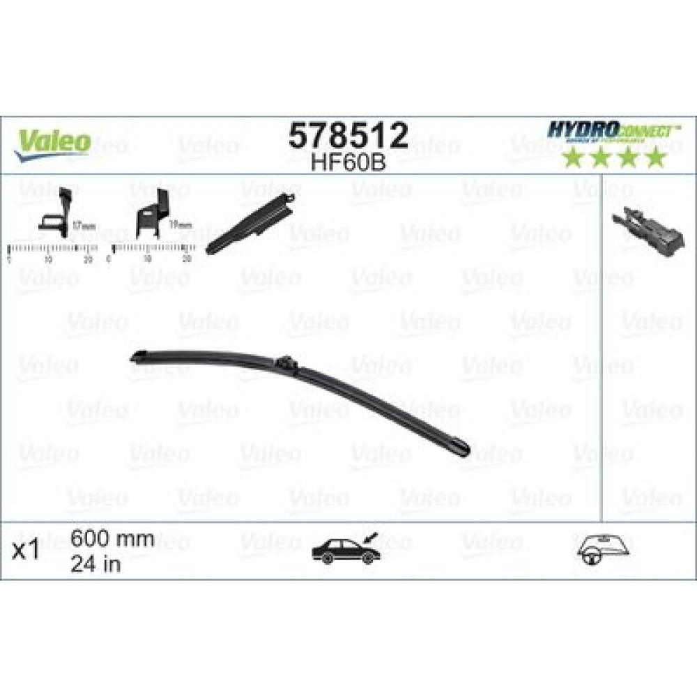 Щітка склоочисника HYDROCONNECT HF60B VALEO 578512