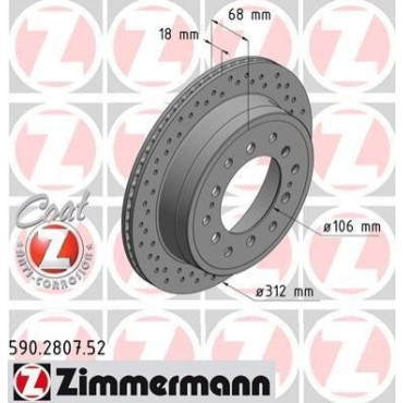 Диск тормозной ZIMMERMANN 590280752