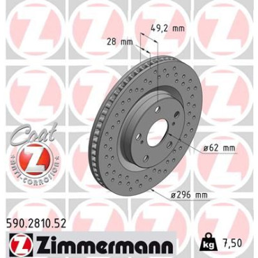 Диск тормозной ZIMMERMANN 590281052