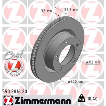 Диск гальмівний ZIMMERMANN 590281620