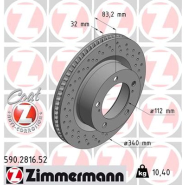 Диск гальмівний ZIMMERMANN 590281652