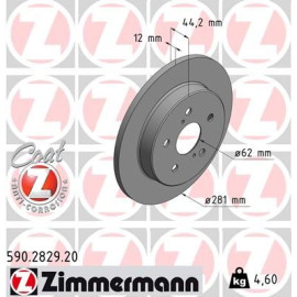 Диск гальмівний ZIMMERMANN 590282920