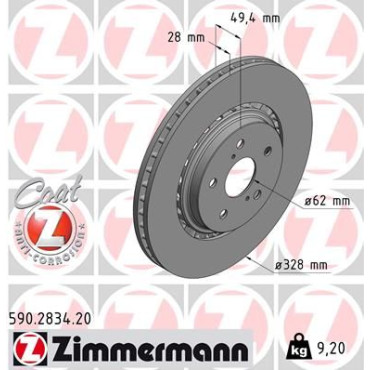 Диск гальмівний ZIMMERMANN 590283420