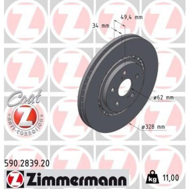 Диск гальмівний ZIMMERMANN 590283920