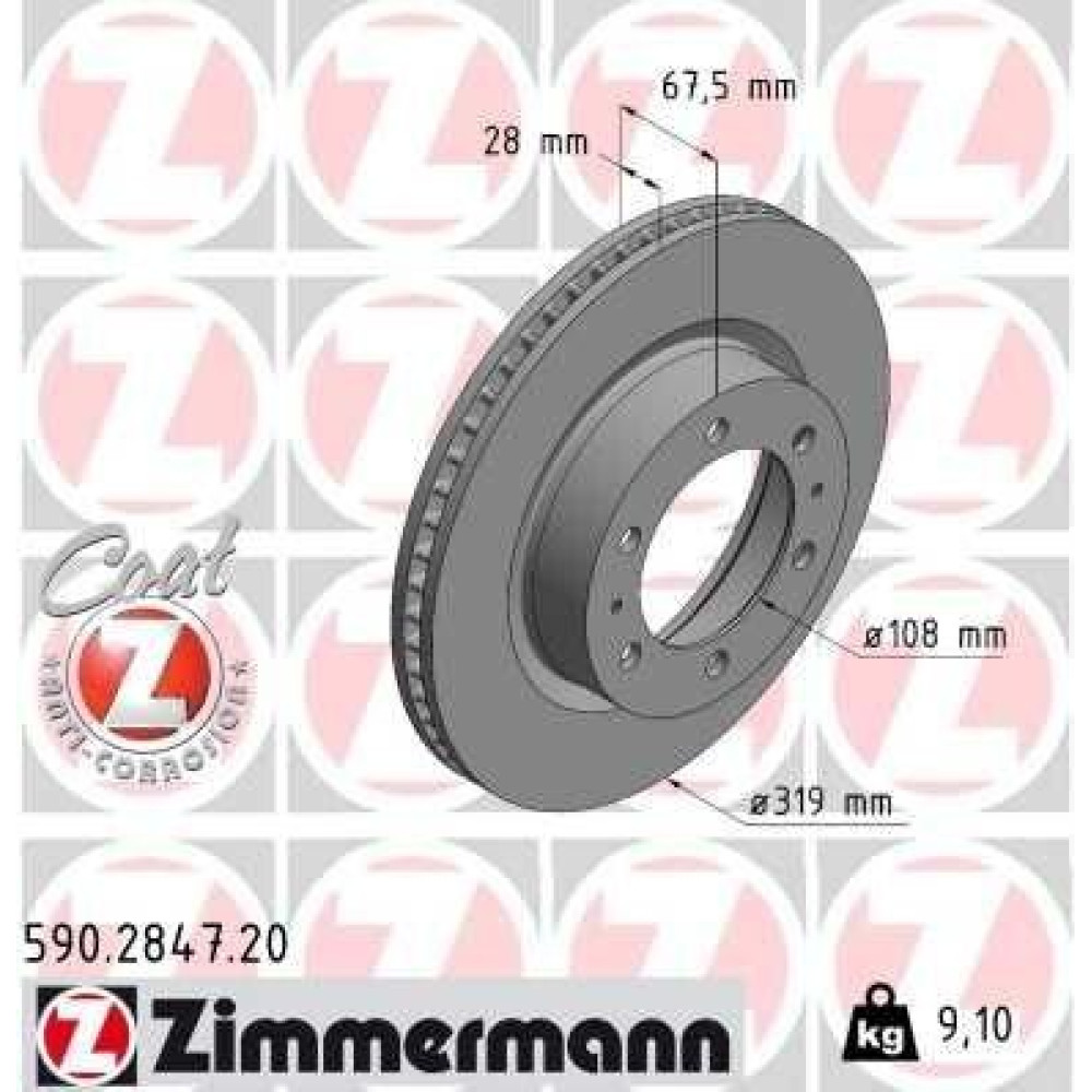 Диск гальмівний ZIMMERMANN 590284720
