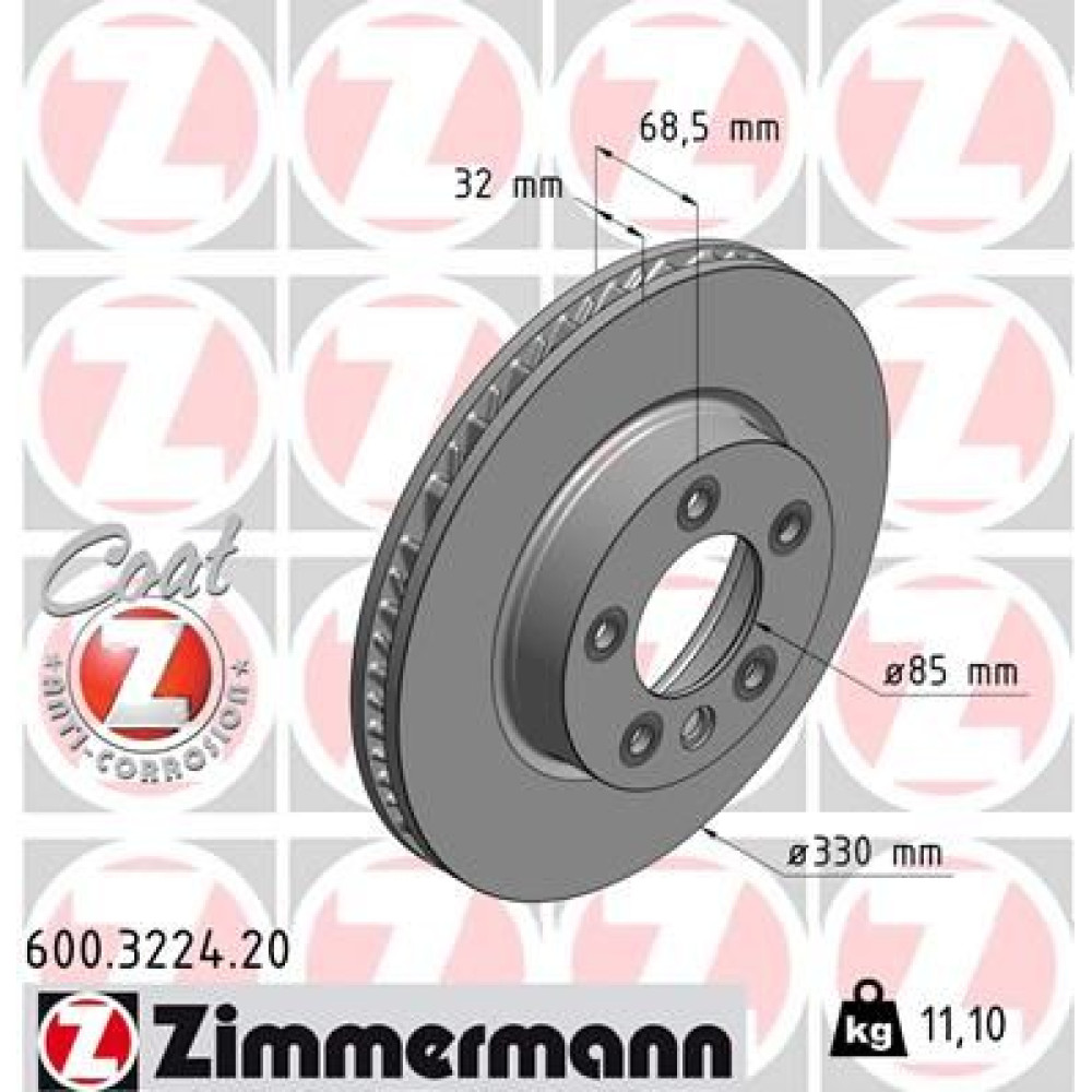 Диск гальмівний лівий ZIMMERMANN 600322420