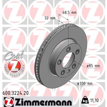 Диск тормозной левый ZIMMERMANN 600322420
