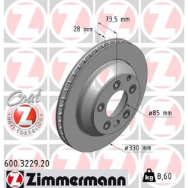 Диск гальмівний ZIMMERMANN 600322920