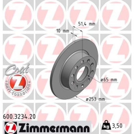 Диск гальмівний задній Coat Z ZIMMERMANN 600323420