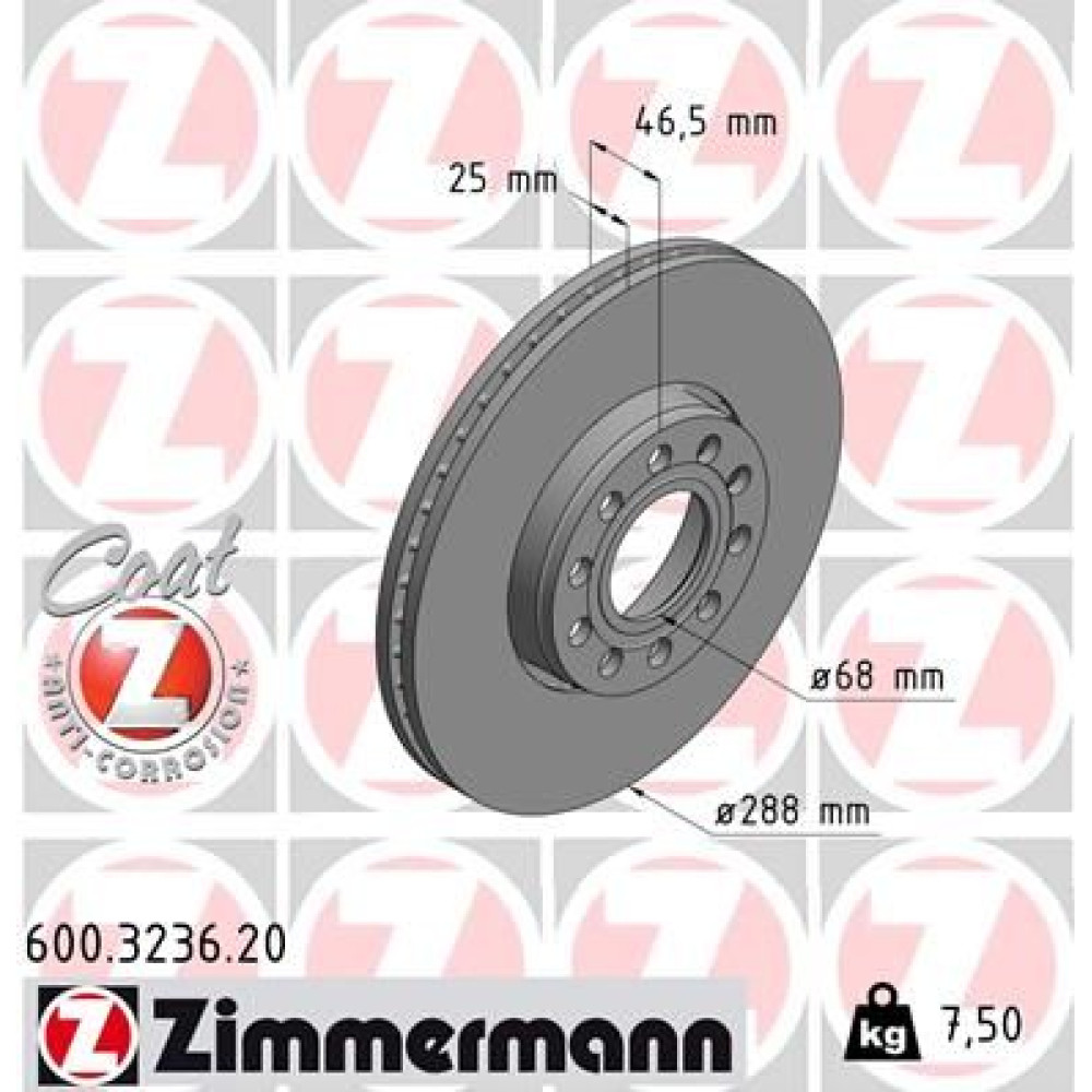 Диск гальмівний ZIMMERMANN 600323620