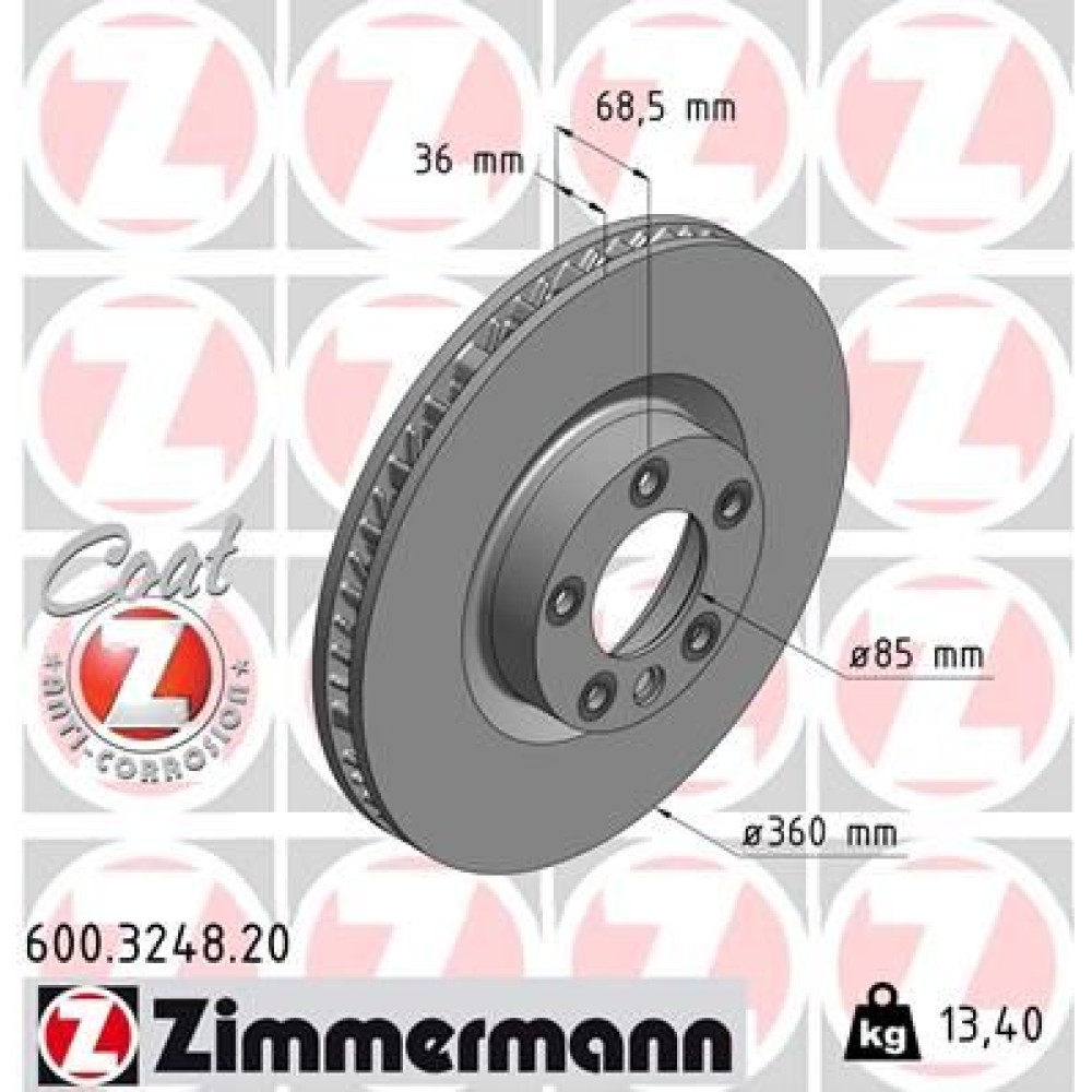 Диск гальмівний правий ZIMMERMANN 600324820