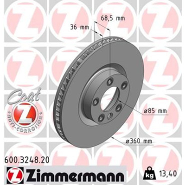 Диск гальмівний правий ZIMMERMANN 600324820