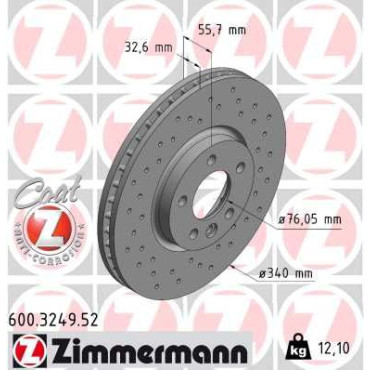 Диск тормозной ZIMMERMANN 600324952