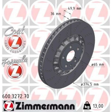 Диск гальмівний ZIMMERMANN 600327270