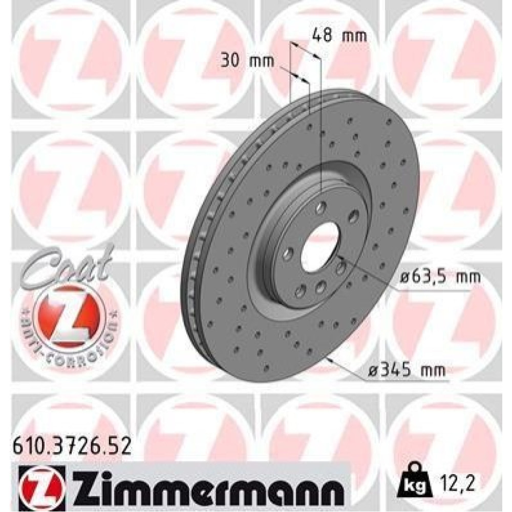 Диск гальмівний ZIMMERMANN 610372652