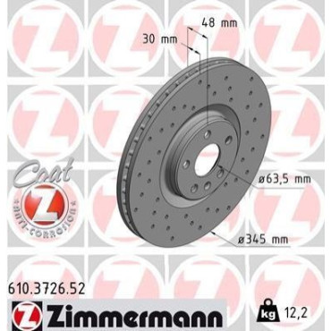 Диск гальмівний ZIMMERMANN 610372652