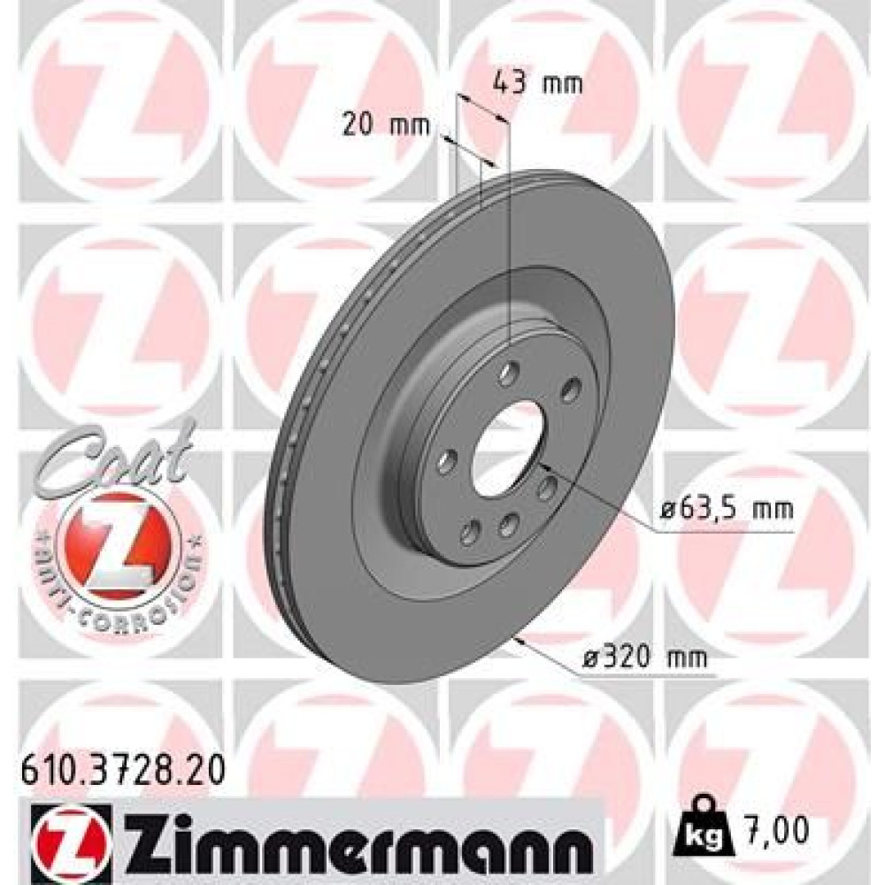 Диск гальмівний ZIMMERMANN 610372820
