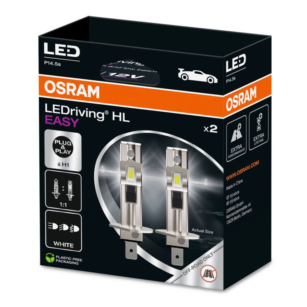 Автолампа LED H1 12V 9W 6500K P14.5S комплект 2 шт. OSRAM 64150dwesy2hb