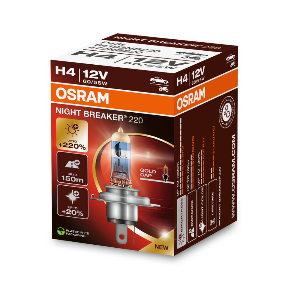 Автолампа Night Breaker 220 H4 12V 60/55W P43T OSRAM 64193nb220