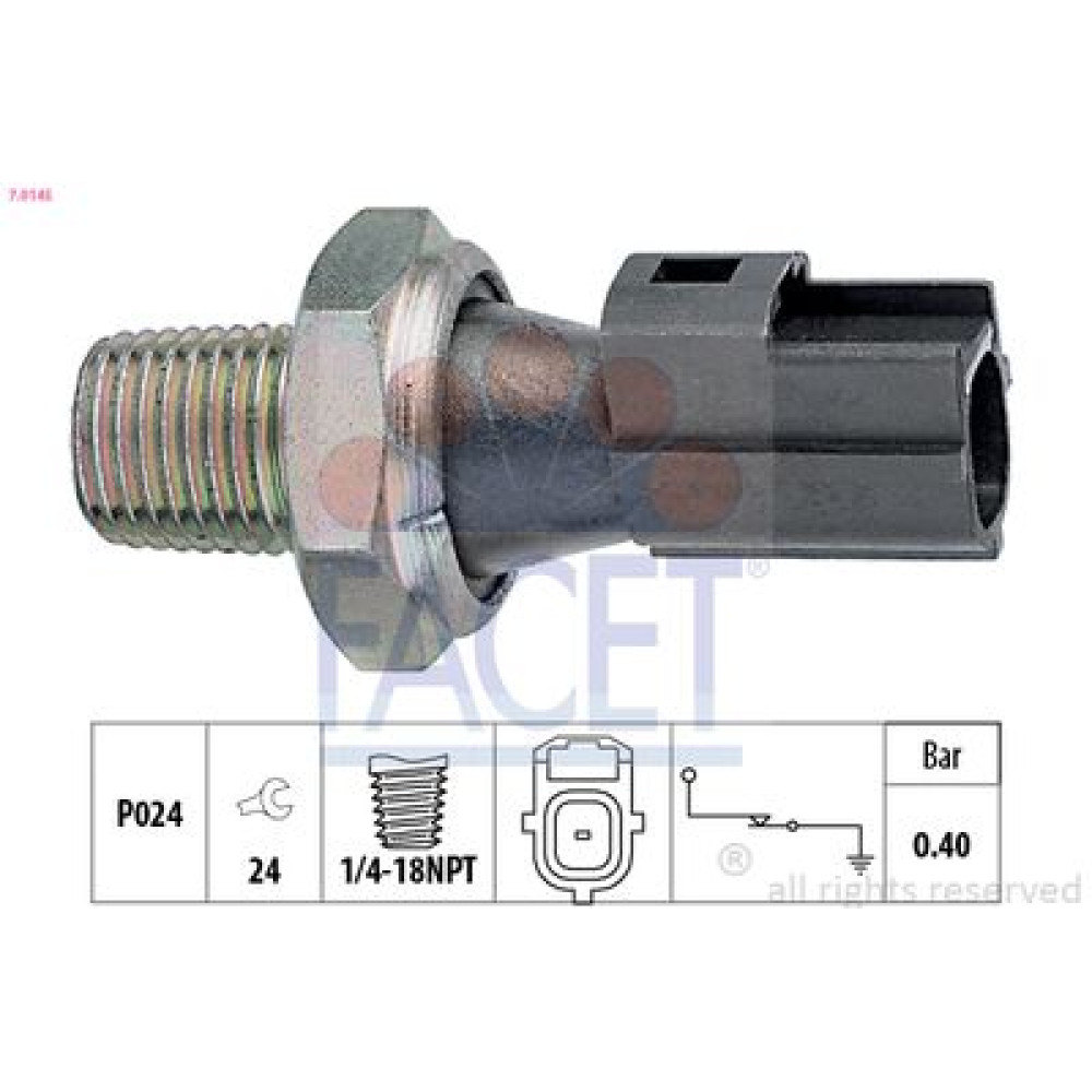 Датчик тиску оливи (0,4bar/1 конт./чорний) Ford Transit/Fiat Ducato 1.3-3.2 95- FACET 70145