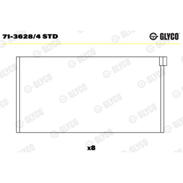 Комплект вкладишів двигуна Glyco 713628/4std