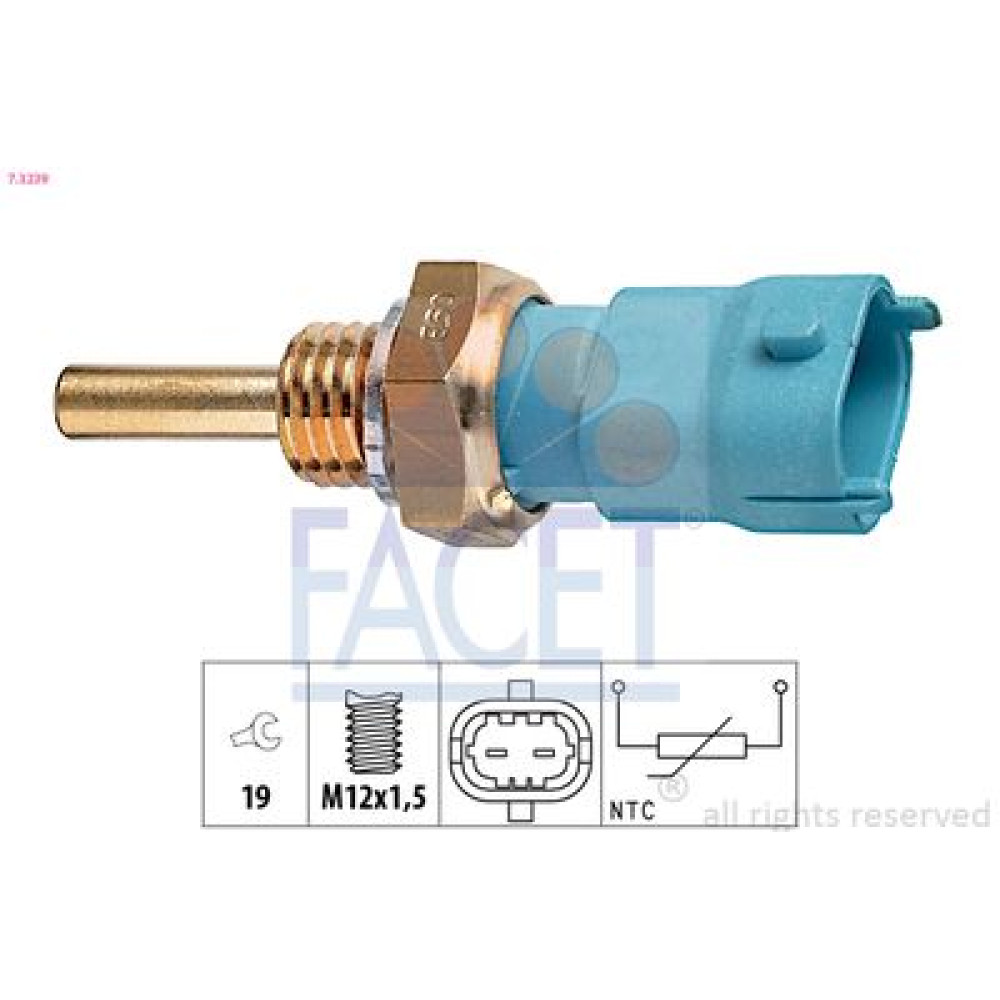 Датчик температуры (синий) Opel Astra G/H/Combo/Vectra C 1.0-3.2 94- FACET 73239