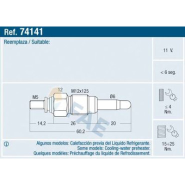 Свічка розжарювання FAE 74141