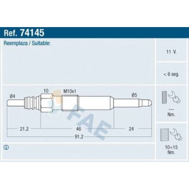 Свічка розжарювання FAE 74145