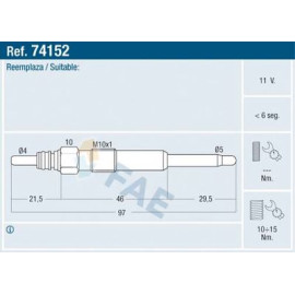 Свічка розжарювання FAE 74152