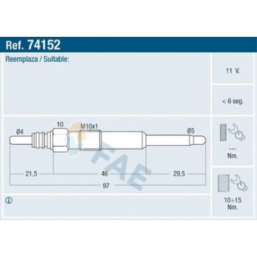 Свічка розжарювання FAE 74152