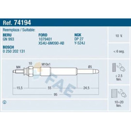 Свічка розжарювання FAE 74194