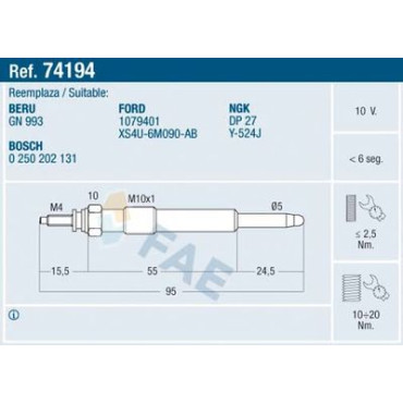 Свічка розжарювання FAE 74194