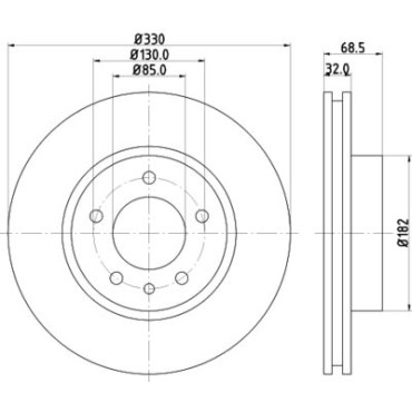 Гальмівний диск передній 330mm 3.0-4.2 лівий HELLA PAGID 8dd355109721