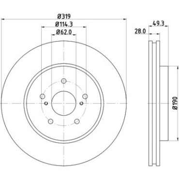 Диск гальмівний з покриттям передній HELLA PAGID 8dd355114981