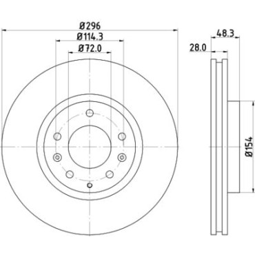 Диск тормозной с покрытием передний HELLA PAGID 8dd355115781