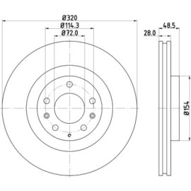 Диск тормозной с покрытием передний HELLA PAGID 8dd355118201