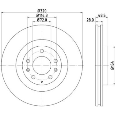 Диск тормозной с покрытием передний HELLA PAGID 8dd355118201