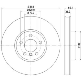Диск гальмівний з покриттям передній лівий HELLA PAGID 8dd355119261