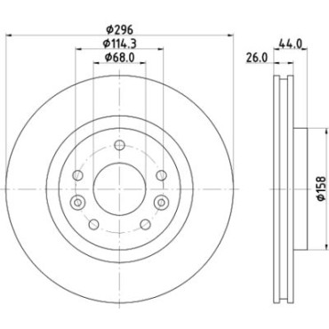 Диск тормозной с покрытием передний HELLA PAGID 8dd355122791