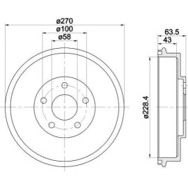HELLA 8dt355300911 Барабан гальмівний HELLA 8dt355300911