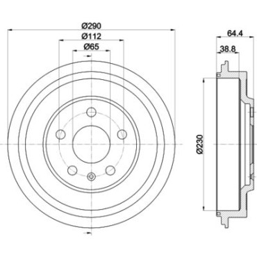 Барабан тормозной, задний HELLA PAGID 8dt355302561