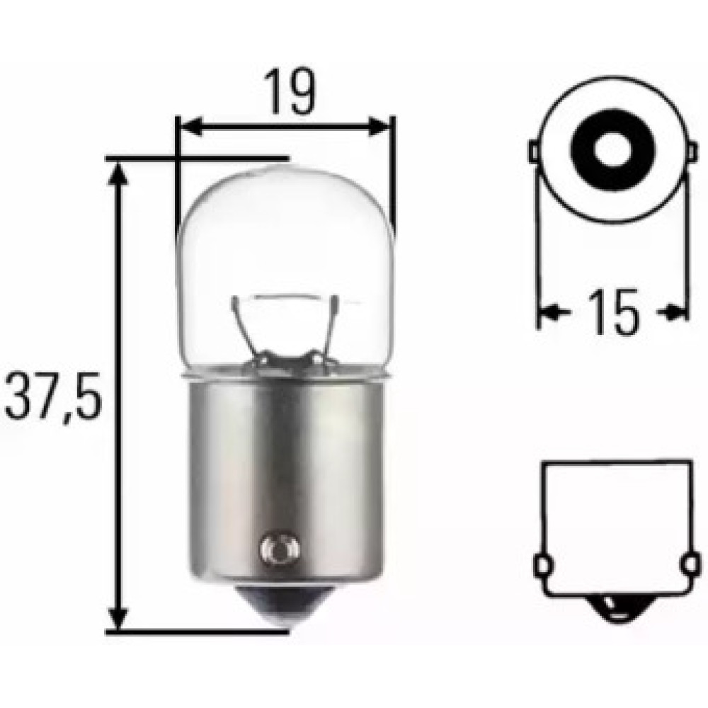 лампа розжарювання, R10W 24V 11W BA 15s HELLA 8ga002071251