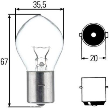 Лампа накаливания, F2 24V 35W 20s HELLA 8ga002083251